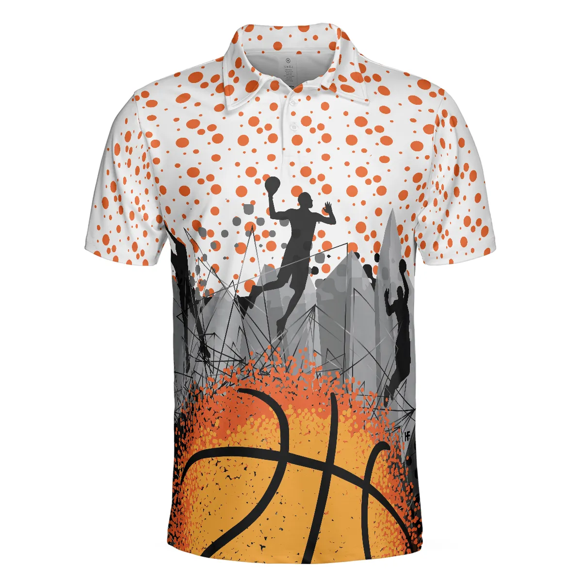 3D Basketball Sporty Pattern Polo Shirt, Best Basketball Themed Polo Style Shirt For Adults, Basketball Gift Idea