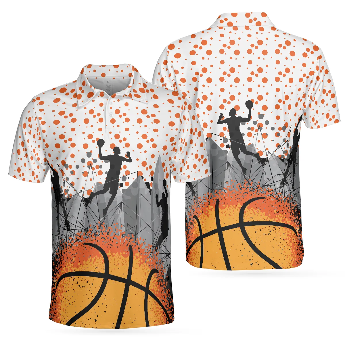3D Basketball Sporty Pattern Polo Shirt, Best Basketball Themed Polo Style Shirt For Adults, Basketball Gift Idea