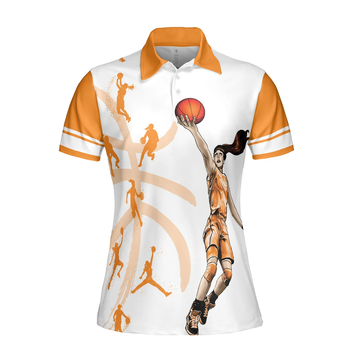 Anything Worth Doing Is Worth Doing With Passion Basketball Short Sleeve Women Polo Shirt, White And Orange Basketball Shirt For Ladies