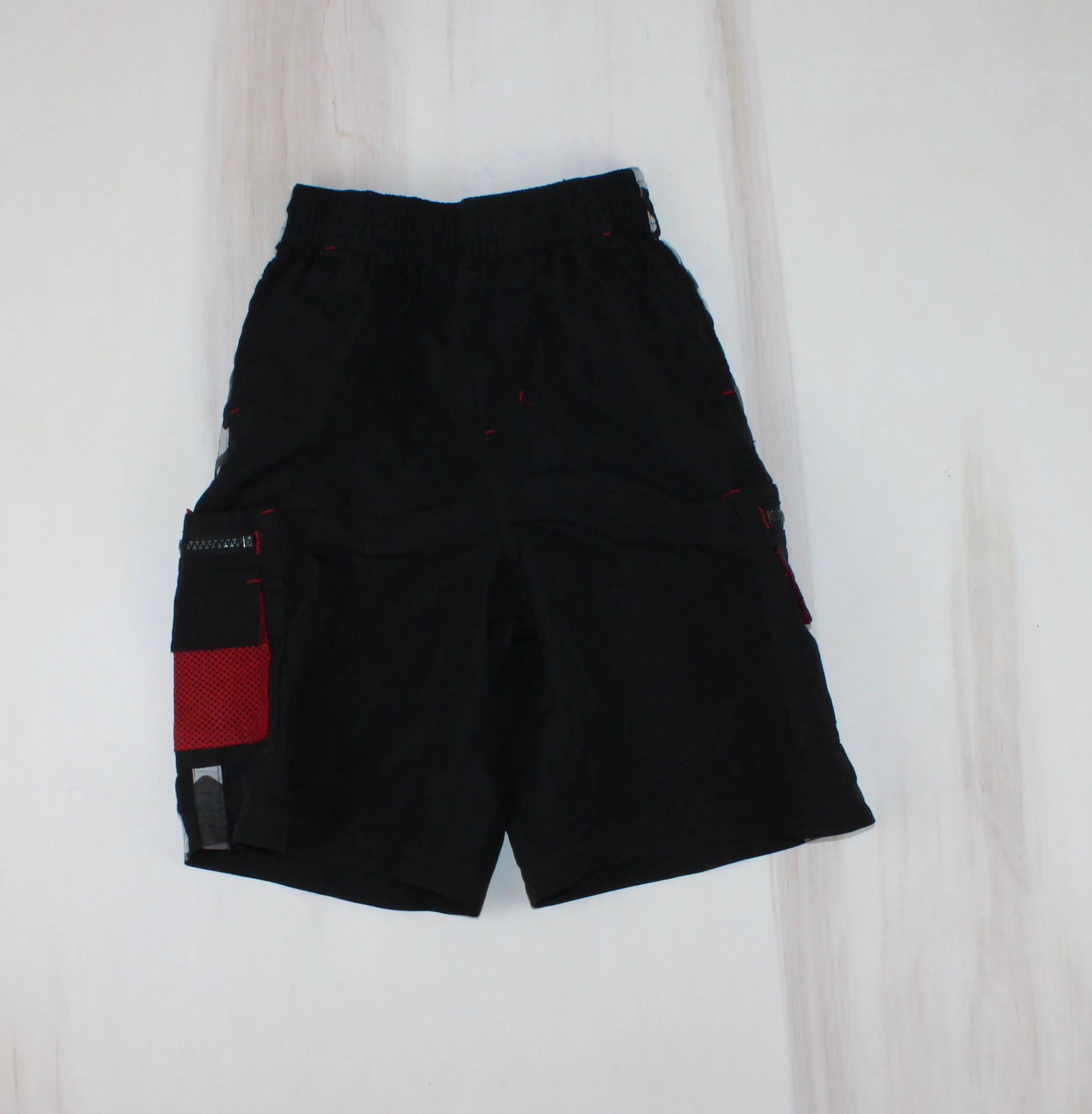 ATHLETIC WORKS BLACK/RED SHORTS 6X PRE-LOVED