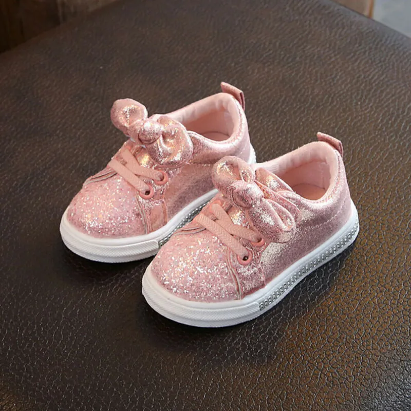 Bow Sequin Crib Shoes