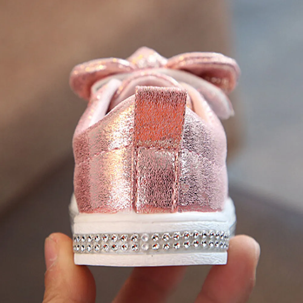 Bow Sequin Crib Shoes