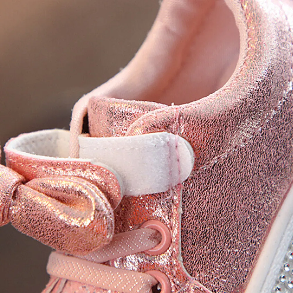 Bow Sequin Crib Shoes