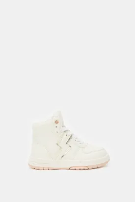 Girls Pink Lace-Up High Top Sneakers