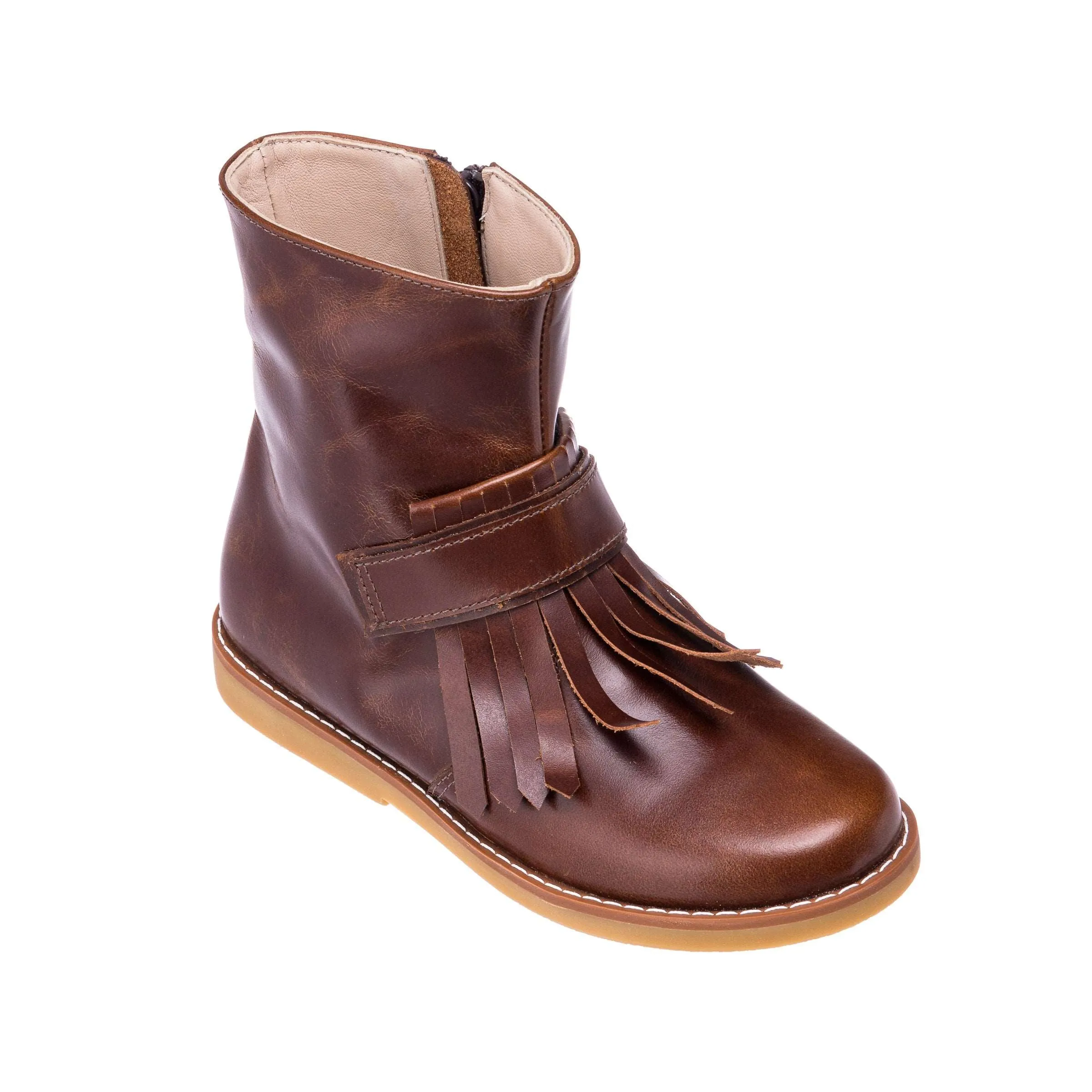 New Bootie with Fringes Apache Brown