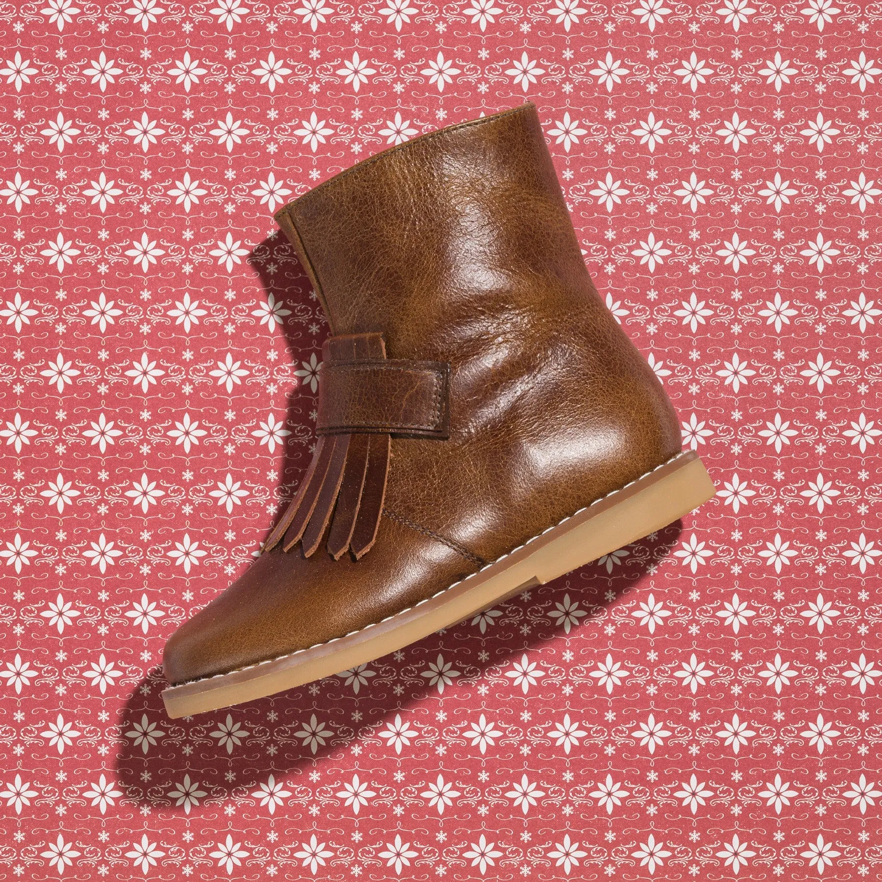 New Bootie with Fringes Apache Brown