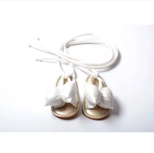 Puff Bow Sandals for Baby Girl - White
