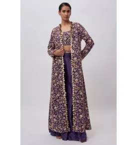 Purple Georgette Mukaish Silkmul Sharara Set