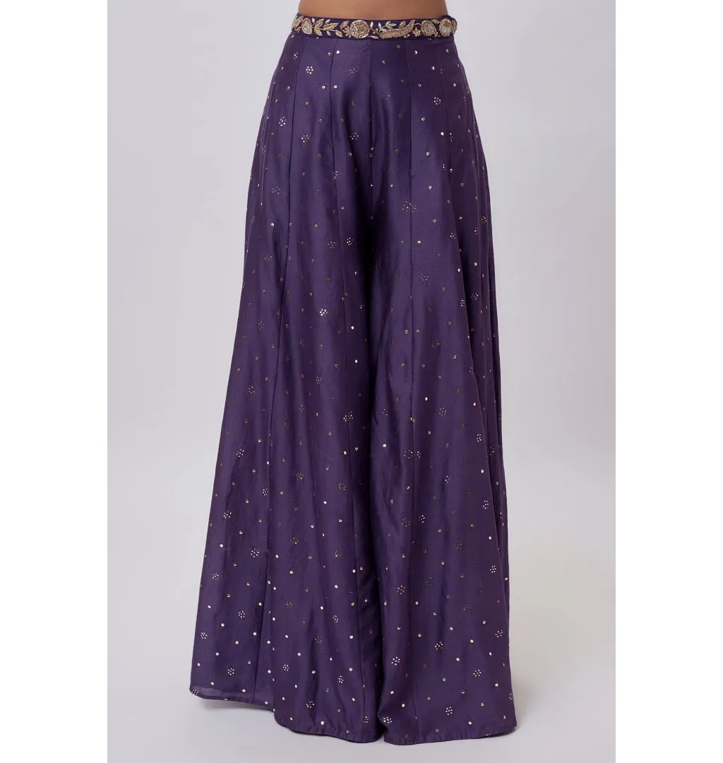 Purple Georgette Mukaish Silkmul Sharara Set