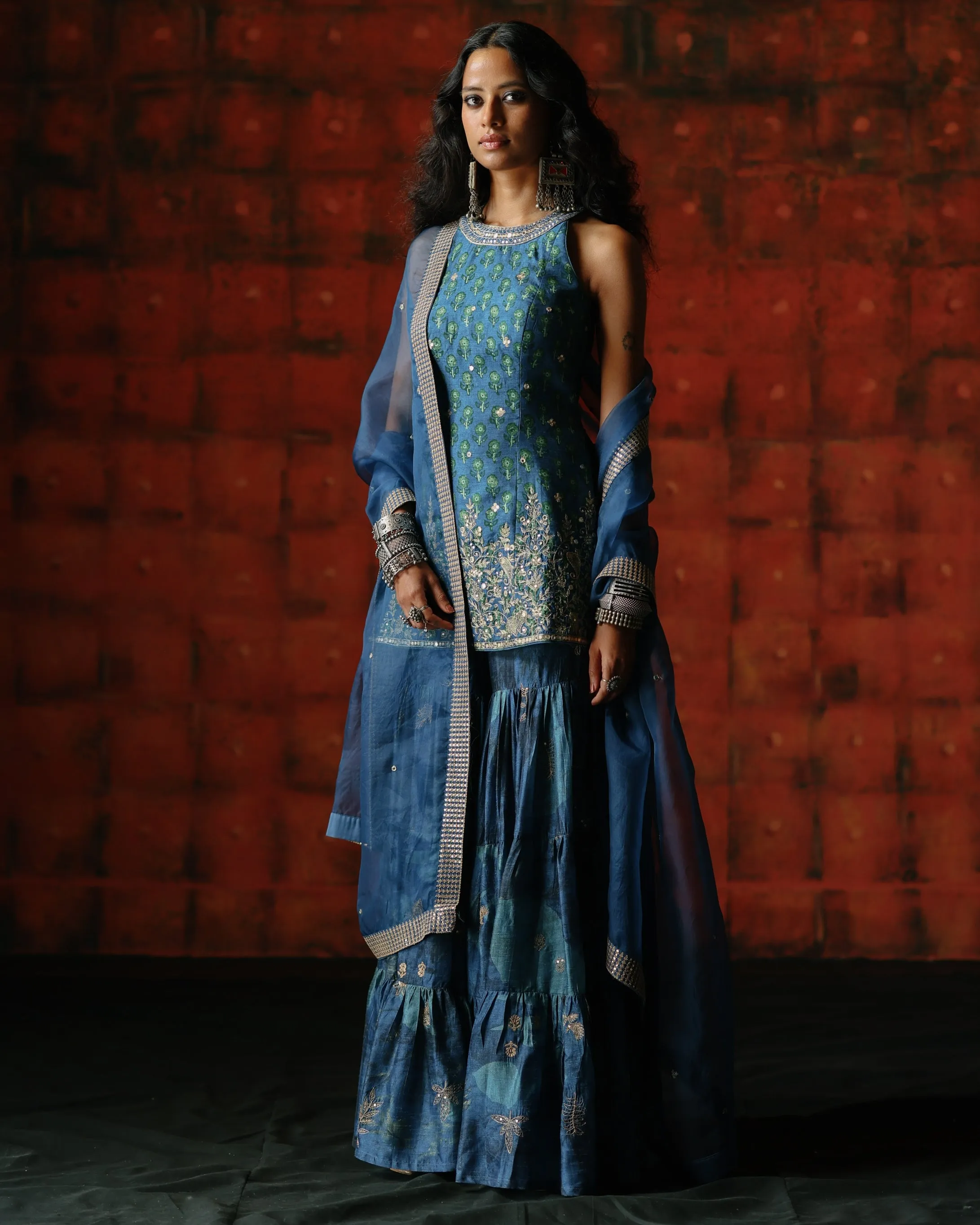 Rima Indigo Sharara Set