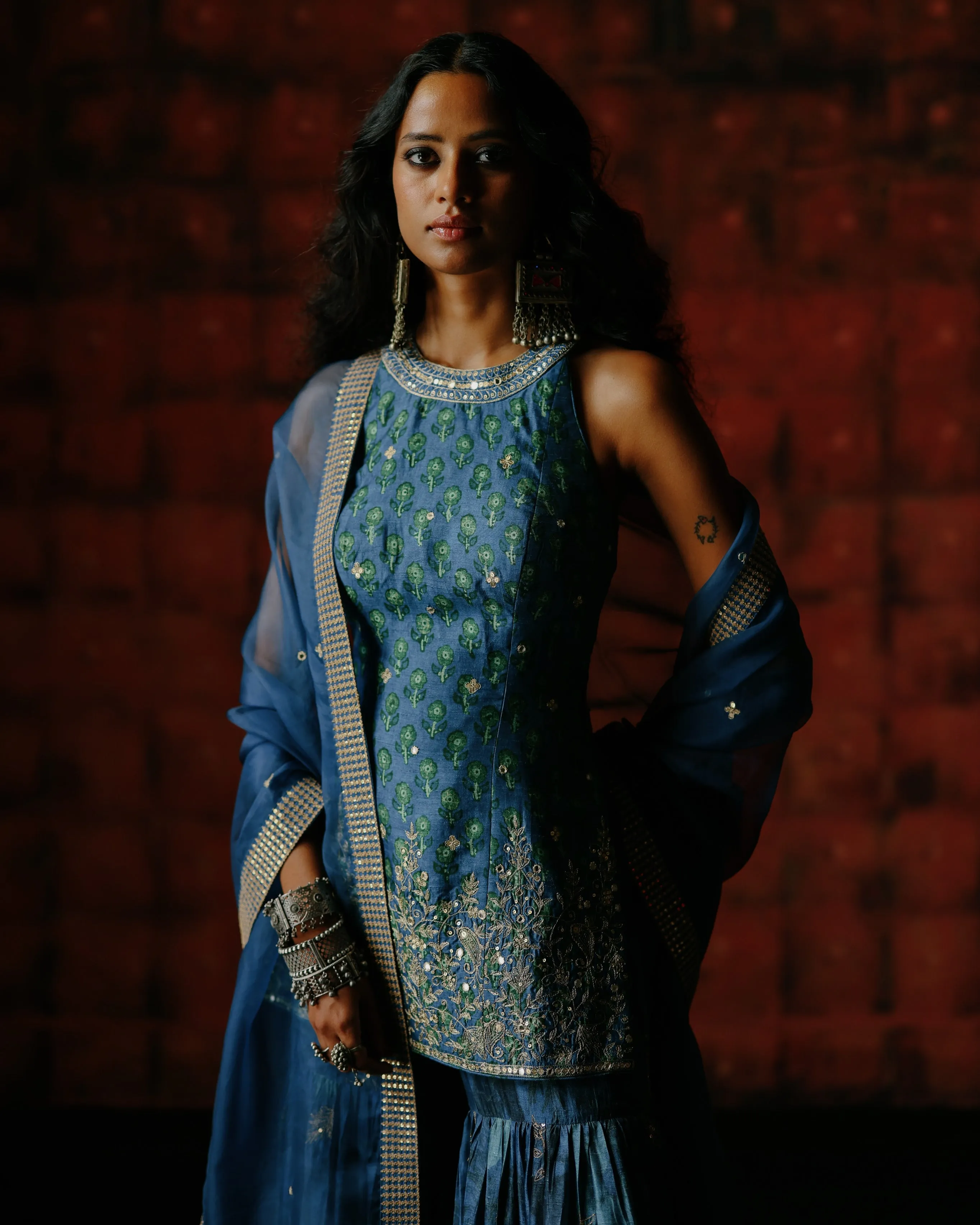 Rima Indigo Sharara Set